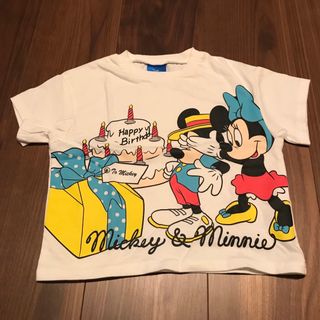 シマムラ(しまむら)のミッキー&ミニー　バースデー　お誕生日プリント　半袖Tシャツ(Tシャツ/カットソー)