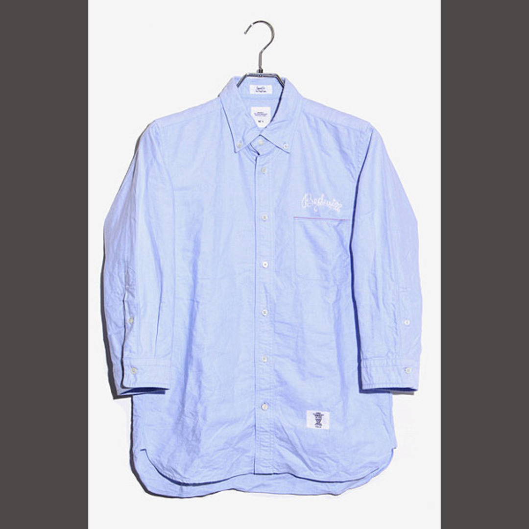 BEDWIN(ベドウィン)のベドウィン コットン ロゴ刺繍 七分丈 ボタンダウン 長袖シャツ 1 ブルー メンズのトップス(シャツ)の商品写真