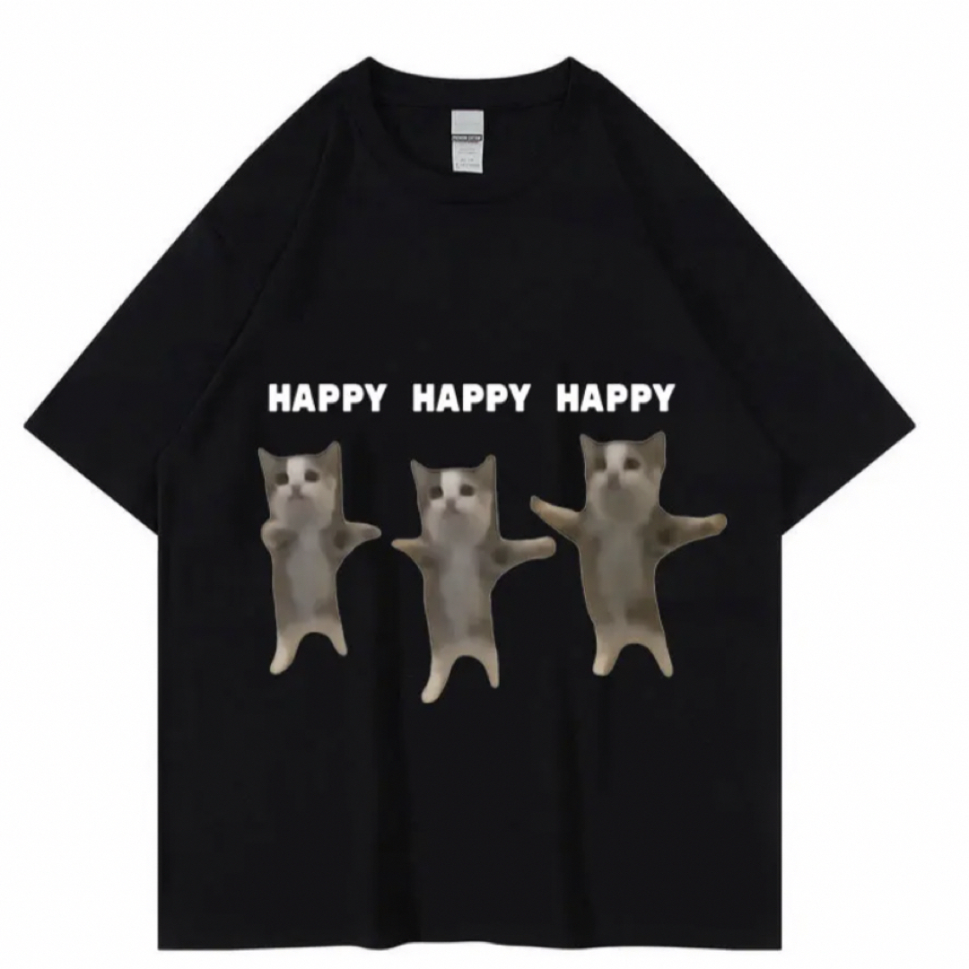 猫ミーム Tシャツ ブラック XL レディースのトップス(Tシャツ(半袖/袖なし))の商品写真
