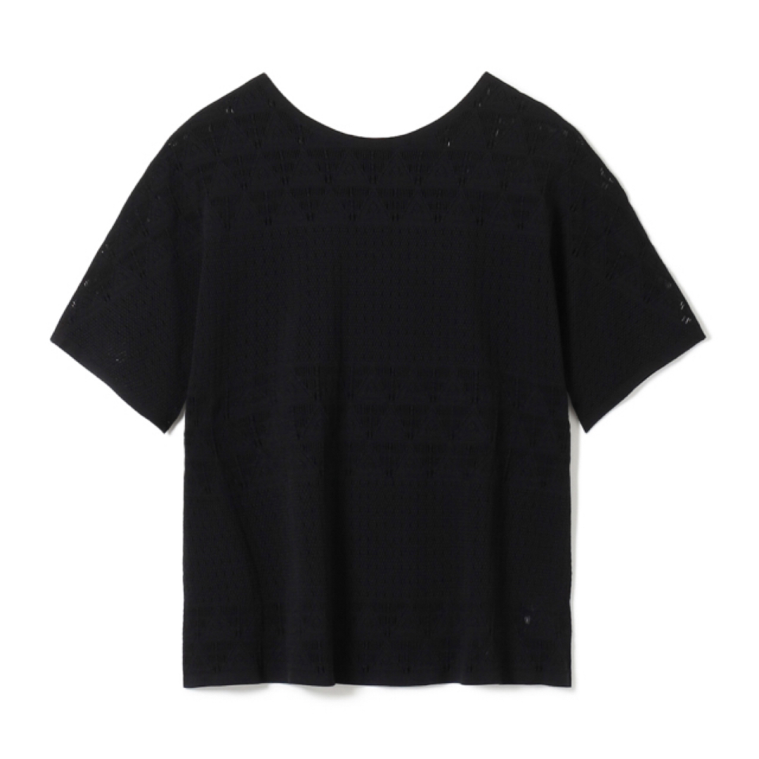 CHACOTT(チャコット)のChacott ジオメトリックメッシュニットTシャツ ブラック レディースのトップス(Tシャツ(半袖/袖なし))の商品写真