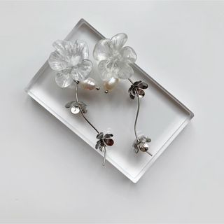 フラワー 淡水パール パール 花 タッセル ハンドメイド ピアス イヤリング