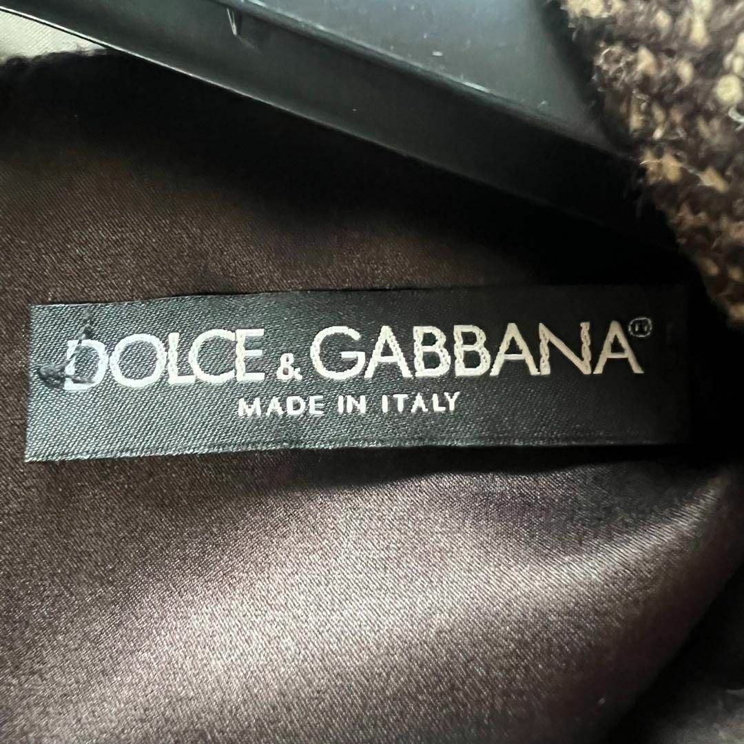 DOLCE&GABBANA(ドルチェアンドガッバーナ)の【美品】DOLCE&GABBANA ツイードロングワンピース ブラウン 38 レディースのワンピース(ひざ丈ワンピース)の商品写真