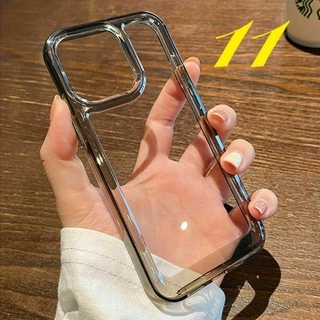 iPhone11ケース クリアブラック カバー 耐衝撃 無地 頑丈(iPhoneケース)