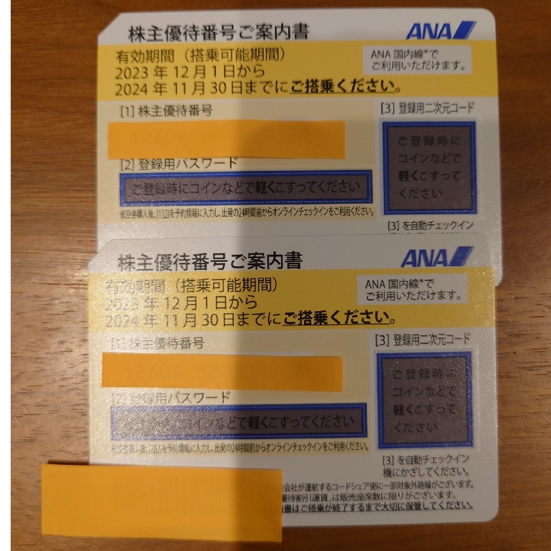 ANA(全日本空輸)(エーエヌエー(ゼンニッポンクウユ))のANA株主優待券 2枚 チケットの優待券/割引券(その他)の商品写真