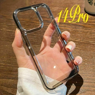 iPhone14Proケース クリアブラック カバー 耐衝撃 無地 頑丈(iPhoneケース)
