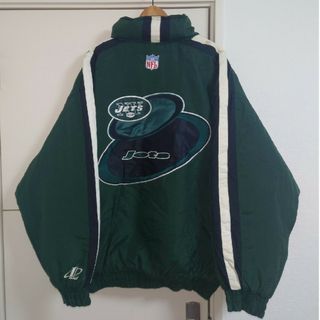 NFL ジェッツ 中綿ナイロンジャケット 90s古着 刺繍ロゴ ビッグシルエット