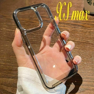 iPhoneXSmaxケース クリアブラック カバー 耐衝撃 無地 頑丈(iPhoneケース)