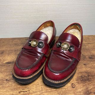 Coach red lenox loafer 本革インソールローファー 厚底