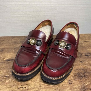 コーチ(COACH)のCoach red lenox loafer 本革インソールローファー 厚底(ローファー/革靴)