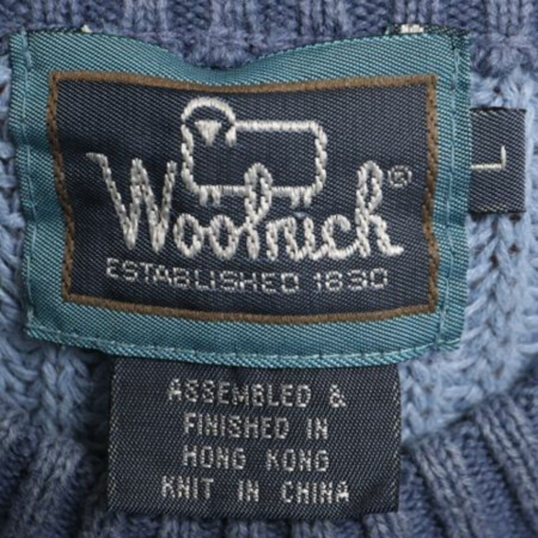 WOOLRICH(ウールリッチ)の90s ウールリッチ リブ編み ニット セーター メンズ L 古着 90年代 オールド WOOLRICH ボーダー コットン リネン チャンキー マルチカラー メンズのトップス(ニット/セーター)の商品写真