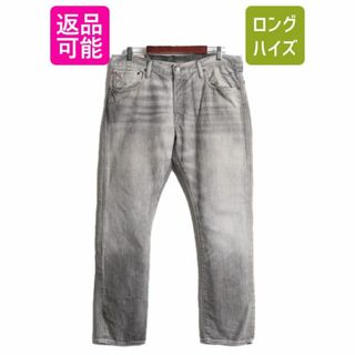 ラルフローレン(Ralph Lauren)のヴィンテージ 加工 ポロ ラルフローレン セルビッチ ブラック デニム パンツ メンズ 36 30 ジーンズ ジーパン 赤耳 スリム ストレート ヒゲ(デニム/ジーンズ)