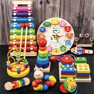 新品 10個セット 赤ちゃん おもちゃ まとめ売り 木のおもちゃ 楽器 知育玩具(知育玩具)