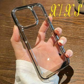 iPhoneX/XSケース クリアブラック カバー 耐衝撃 無地 頑丈(iPhoneケース)