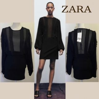 ZARA - 【タグ付き S】ZARA シアーブラウスタイトワンピース