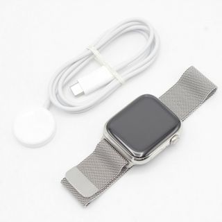 アップルウォッチ(Apple Watch)のApple Watch Series 8 GPS+Cellular 45mm MNKJ3J/A シルバーステンレススチールケース/シルバーミラネーゼループ アップルウォッチ 本体(腕時計(デジタル))