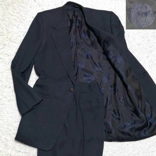 ジャンニヴェルサーチ(Gianni Versace)の美品 XL ジャンニ ヴェルサーチ ウール スーツ 紺 メデューサ 総柄 裏地(セットアップ)