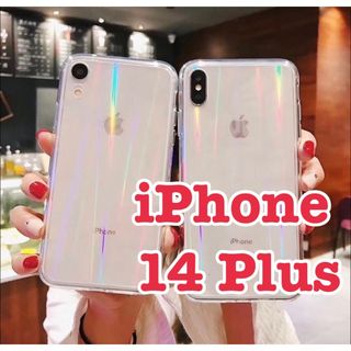 【iPhone14plus】iPhoneケース 透明 オーロラ クリア(iPhoneケース)