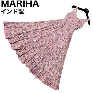 マリハ(MARIHA)の良品　MARIHA ロングワンピース　花柄　ティアード　ノースリーブ　ギャザー(ロングワンピース/マキシワンピース)