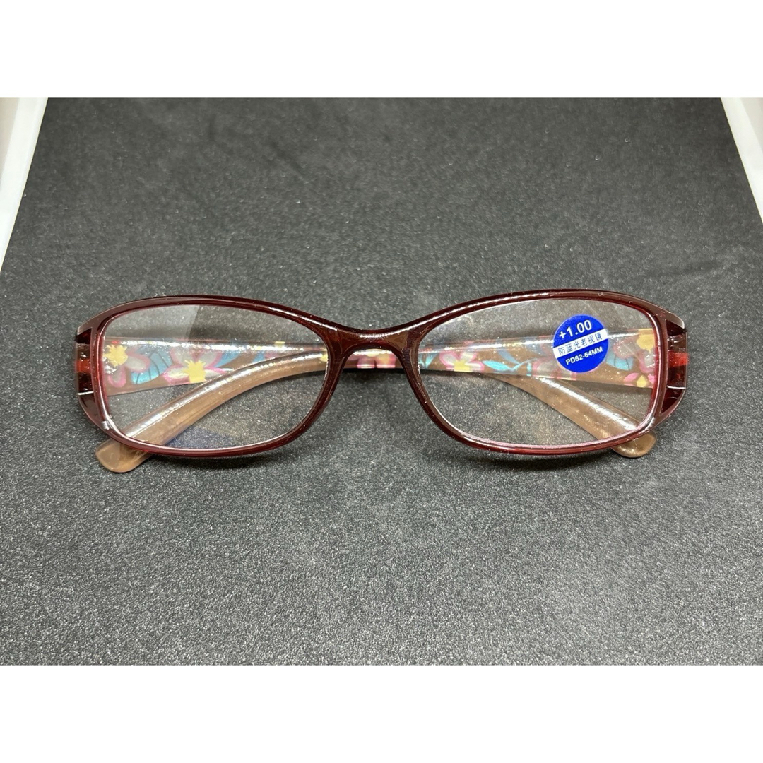 老眼鏡 花柄 シニアグラス おしゃれ＆ブルーライトカット ＋4.0 レッド レディースのファッション小物(サングラス/メガネ)の商品写真