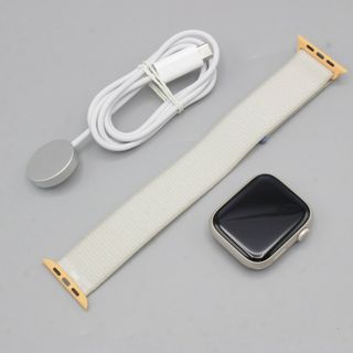 アップルウォッチ(Apple Watch)の【美品】Apple Watch Series 9 GPS 45mm MR983J/A スターライトアルミニウムケース/スターライトスポーツループ アップルウォッチ 本体(腕時計(デジタル))