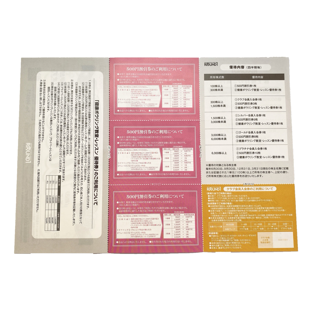 ラウンドワン 株主優待券 2024/10/15まで チケットの施設利用券(ボウリング場)の商品写真