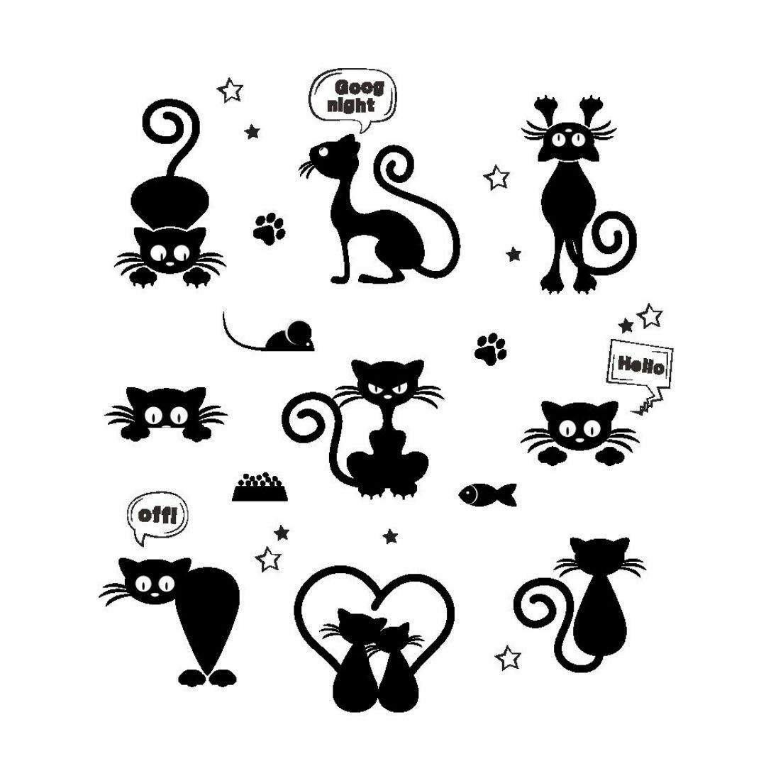 ウォールステッカー 黒猫 ステッカー 可愛い 壁紙 シール 模様替え  新生活 インテリア/住まい/日用品のインテリア小物(その他)の商品写真