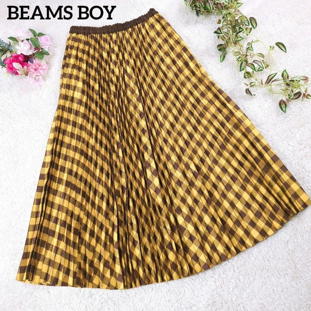 BEAMS BOY(ビームスボーイ)のBEAMSBOY ビームスボーイ　プリーツロングスカート　アコーディオン　春色 レディースのスカート(ロングスカート)の商品写真