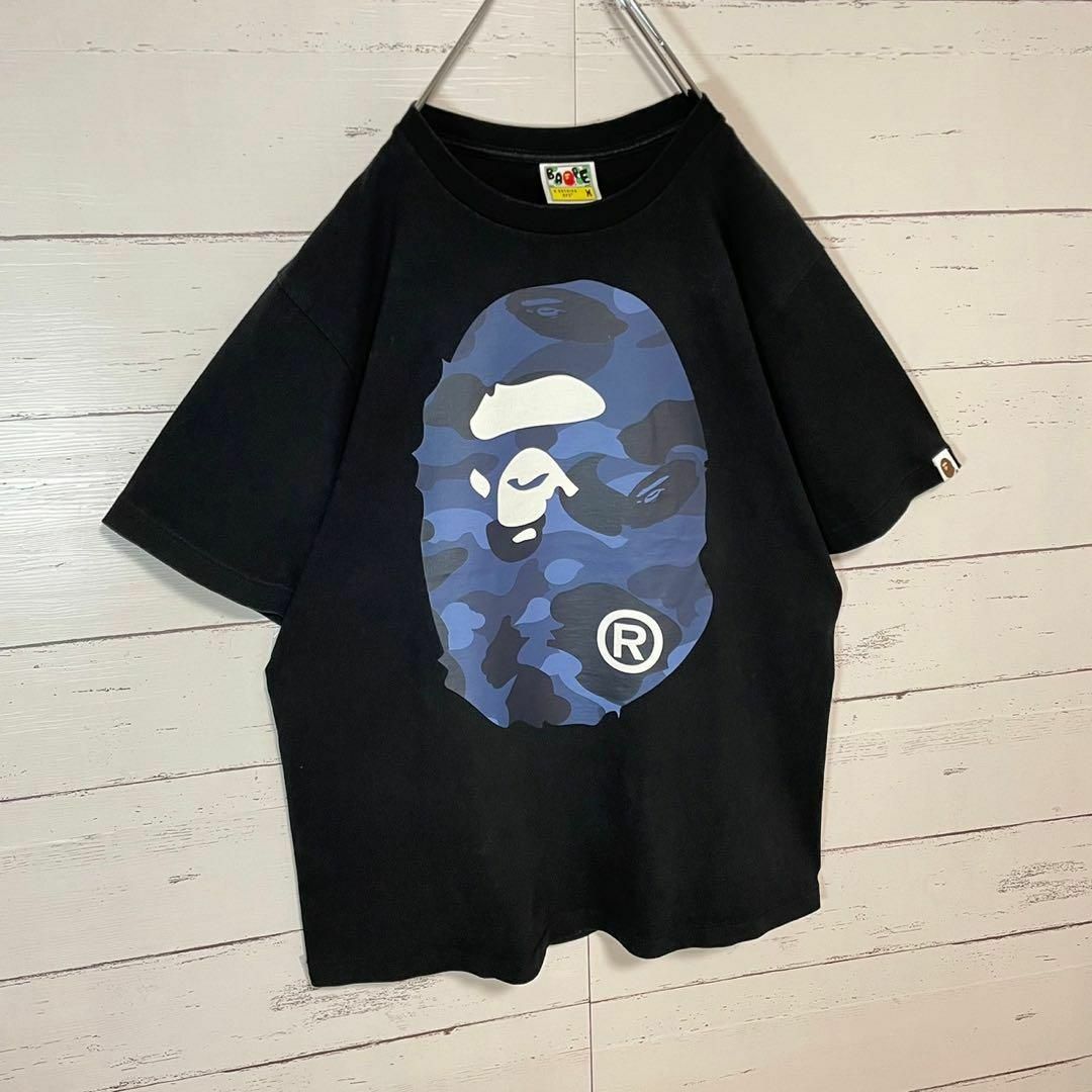 A BATHING APE(アベイシングエイプ)の【希少モデル】アベイシングエイプ☆両面ロゴ Tシャツ 迷彩 猿 入手困難 黒 メンズのトップス(Tシャツ/カットソー(半袖/袖なし))の商品写真