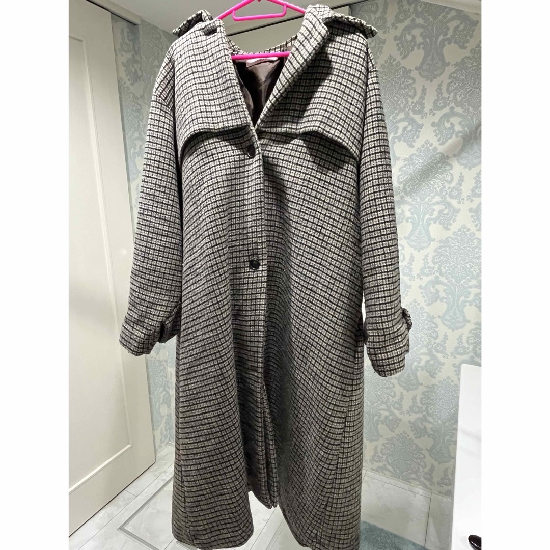 L'Appartement DEUXIEME CLASSE(アパルトモンドゥーズィエムクラス)のLAULEN checked coat チェック ロングコート ベージュ レディースのジャケット/アウター(ロングコート)の商品写真