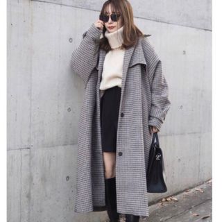 アパルトモンドゥーズィエムクラス(L'Appartement DEUXIEME CLASSE)のLAULEN checked coat チェック ロングコート ベージュ(ロングコート)