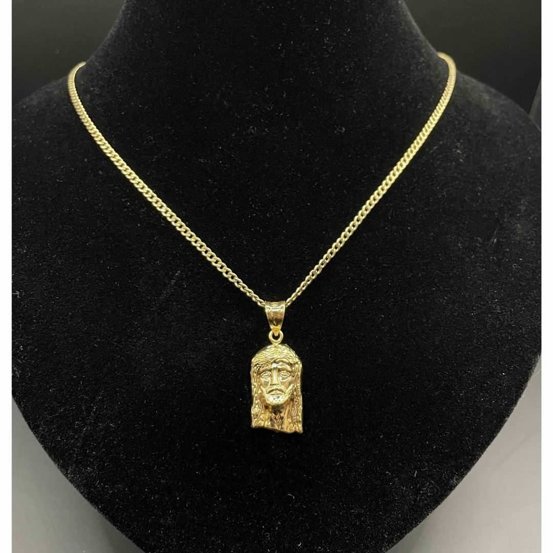 10K yellow gold ジーザスペンダント キューバンチェーン付き メンズのアクセサリー(ネックレス)の商品写真