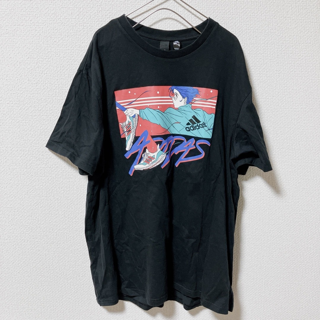 adidas(アディダス)のアディダス adidas XLサイズ　ビッグロゴ　スニーカー　シューズプリント メンズのトップス(Tシャツ/カットソー(半袖/袖なし))の商品写真