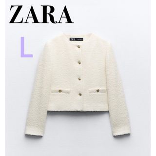 ZARA - ZARA/テクスチャーラウンドネックブレザー L【新品】ラスト1点！再入荷なし！