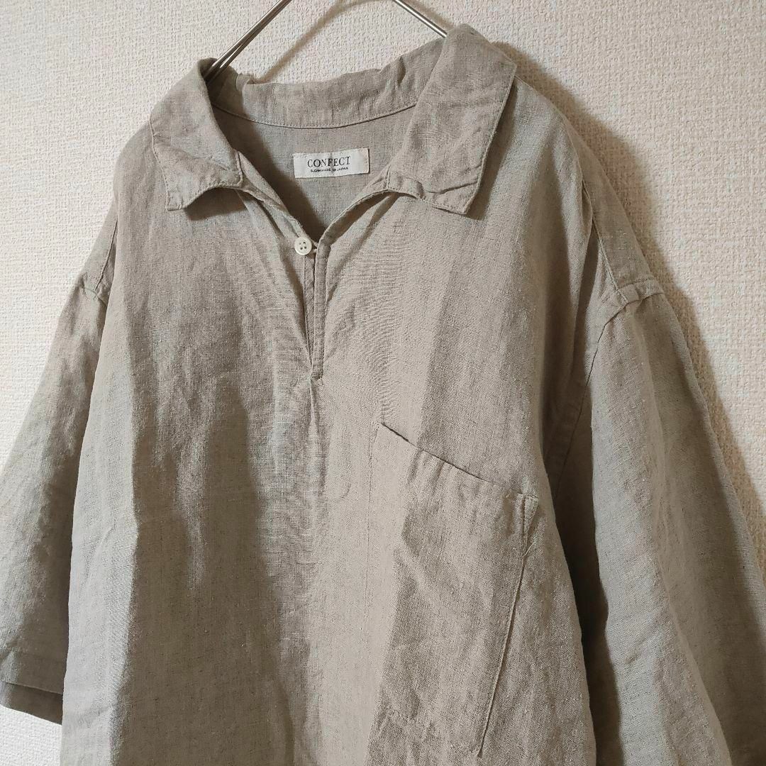 nest Robe(ネストローブ)のCONFECT ブラックヘンプ半袖スキッパーシャツ メンズのトップス(シャツ)の商品写真