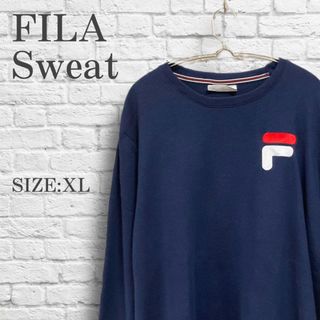 フィラ(FILA)の【古着】FILA スウェット トレーナー メンズ ネイビー 無地 XL 春(スウェット)