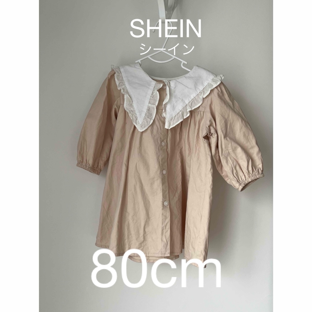 SHEIN(シーイン)のSHEIN シャツワンピース 韓国 80cm セーラー カラー キッズ/ベビー/マタニティのベビー服(~85cm)(ワンピース)の商品写真