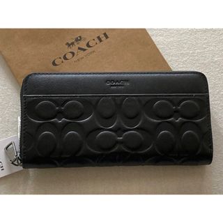 新品　COACH 長財布　メンズ　レディース　シグネチャー　ブラック　