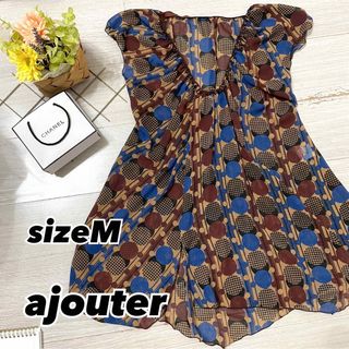 【美品】ajouter チュニック 総柄 シフォン素材 半袖 レディース 夏服(チュニック)