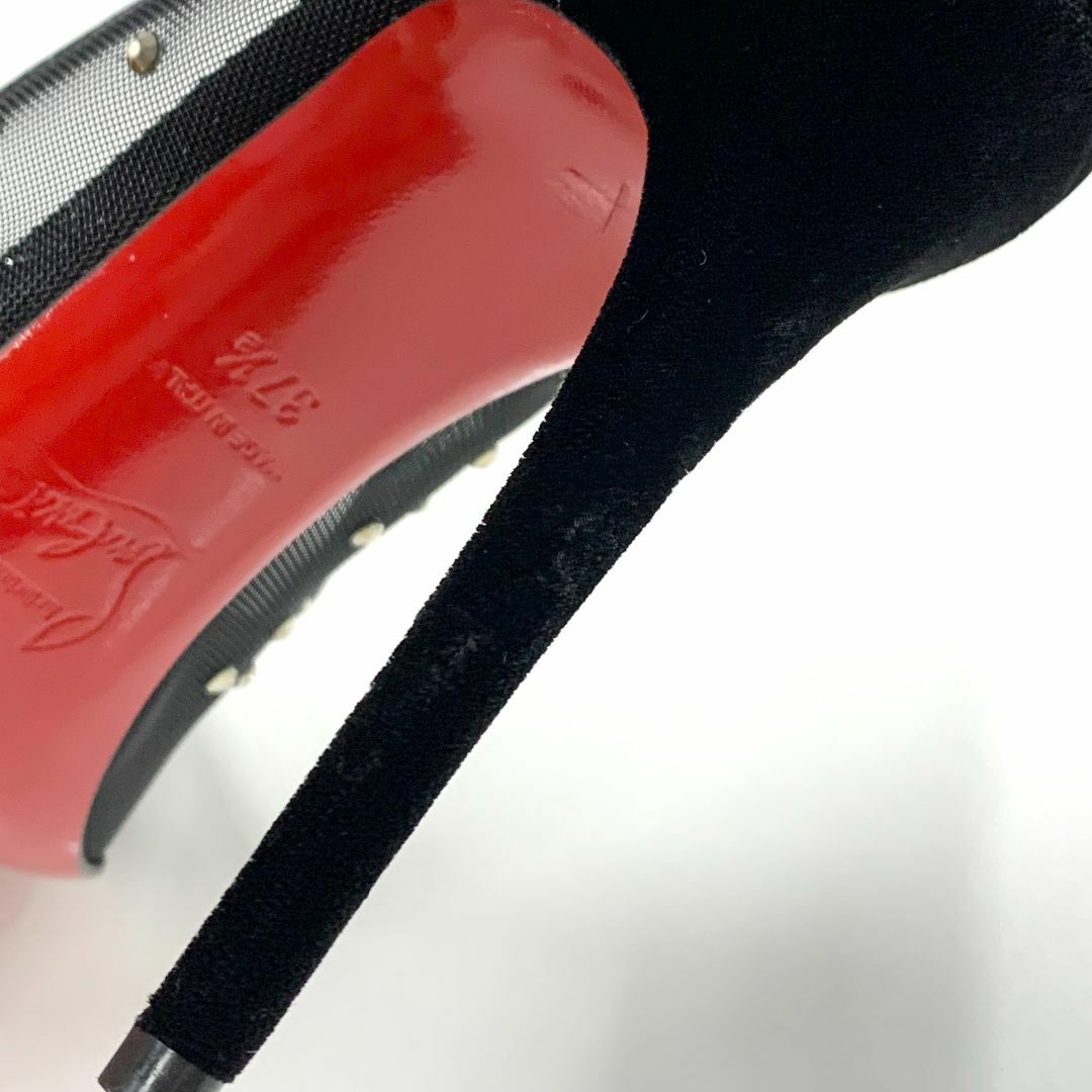Christian Louboutin(クリスチャンルブタン)の8270 未使用 クリスチャンルブタン メッシュ ベロア ストーン パンプス レディースの靴/シューズ(ハイヒール/パンプス)の商品写真