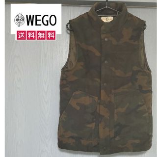 ウィゴー(WEGO)のWEGOウィゴー.迷彩カモフラ柄ベスト.中綿ベスト.Mサイズ.送料無料(ダウンベスト)