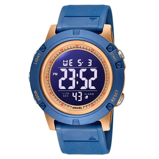 新品 SMAEL ビッグフェイスデジタルウォッチメンズ腕時計ブルーローズゴールド(腕時計(デジタル))