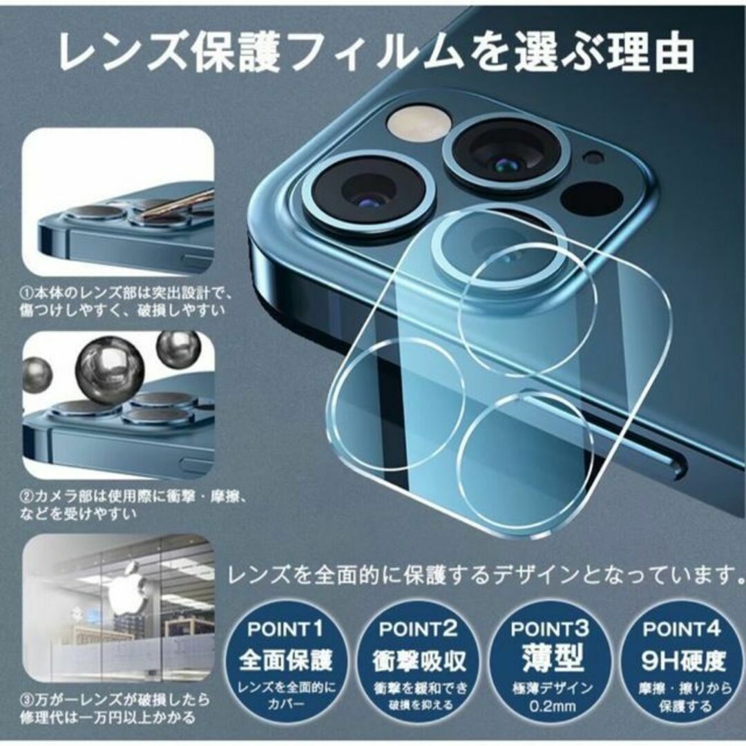 【iPhone13Pro】ブルーライトカットフィルム＋カメラ保護フィルム スマホ/家電/カメラのスマホアクセサリー(保護フィルム)の商品写真