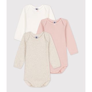 プチバトー(PETIT BATEAU)のプチバトー　肌着　長袖ボディ　無地　ロンパース(肌着/下着)