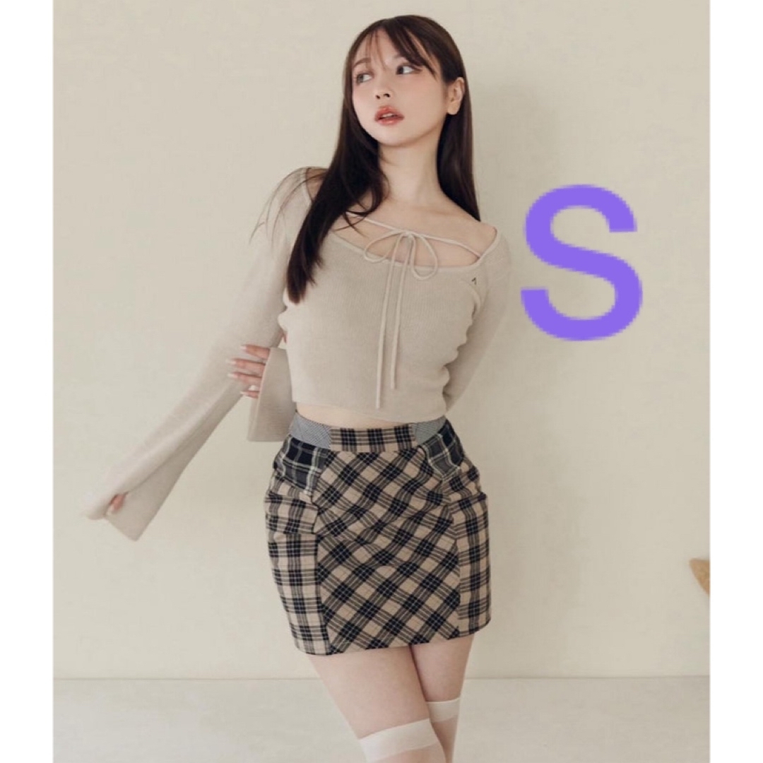 Anna check skirt Beige S レディースのスカート(ミニスカート)の商品写真