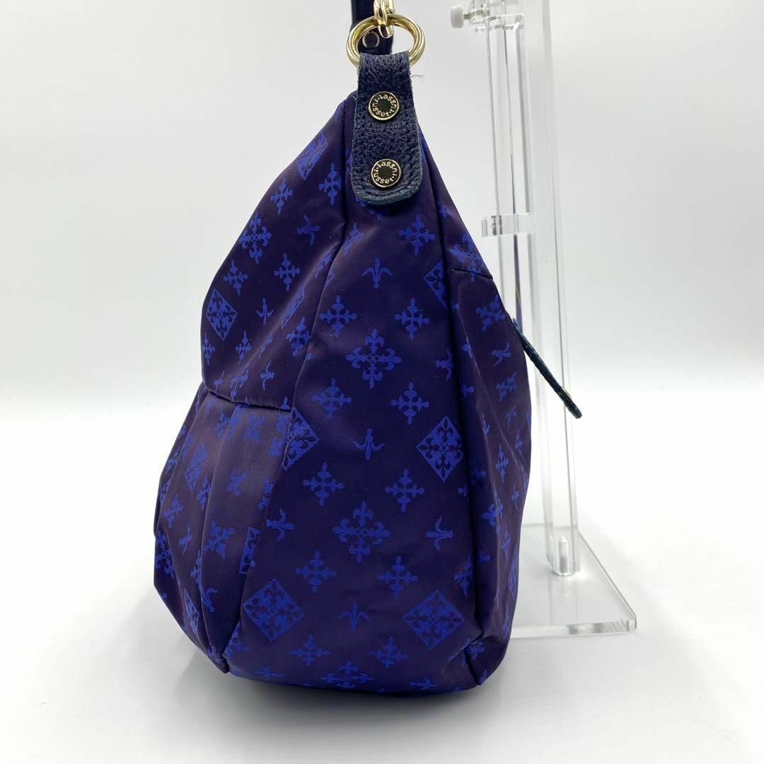 Russet(ラシット)の美品　ラシット　ハンドバッグ アクセサリーポーチ　ナイロン　レザー　濃紺　ブルー レディースのバッグ(ショルダーバッグ)の商品写真