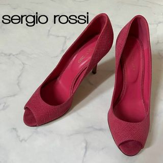 セルジオロッシ(Sergio Rossi)のセルジオロッシ オープントゥ ピンヒール ピンク キャンバス 春色 おしゃれ(ハイヒール/パンプス)