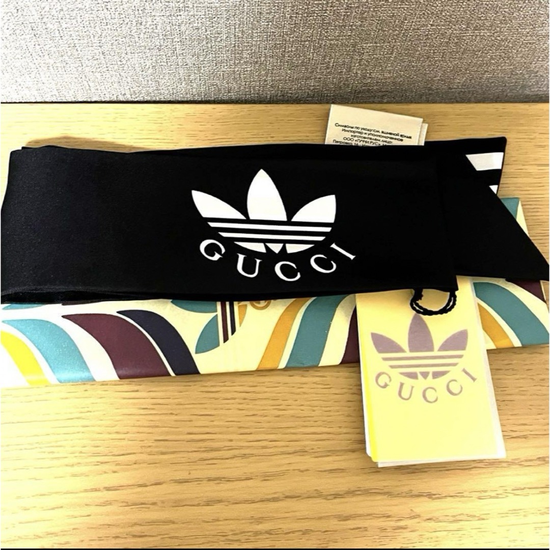 Gucci(グッチ)の【新品未使用】グッチGUCCIadidasコラボスカーフ レディースのファッション小物(バンダナ/スカーフ)の商品写真