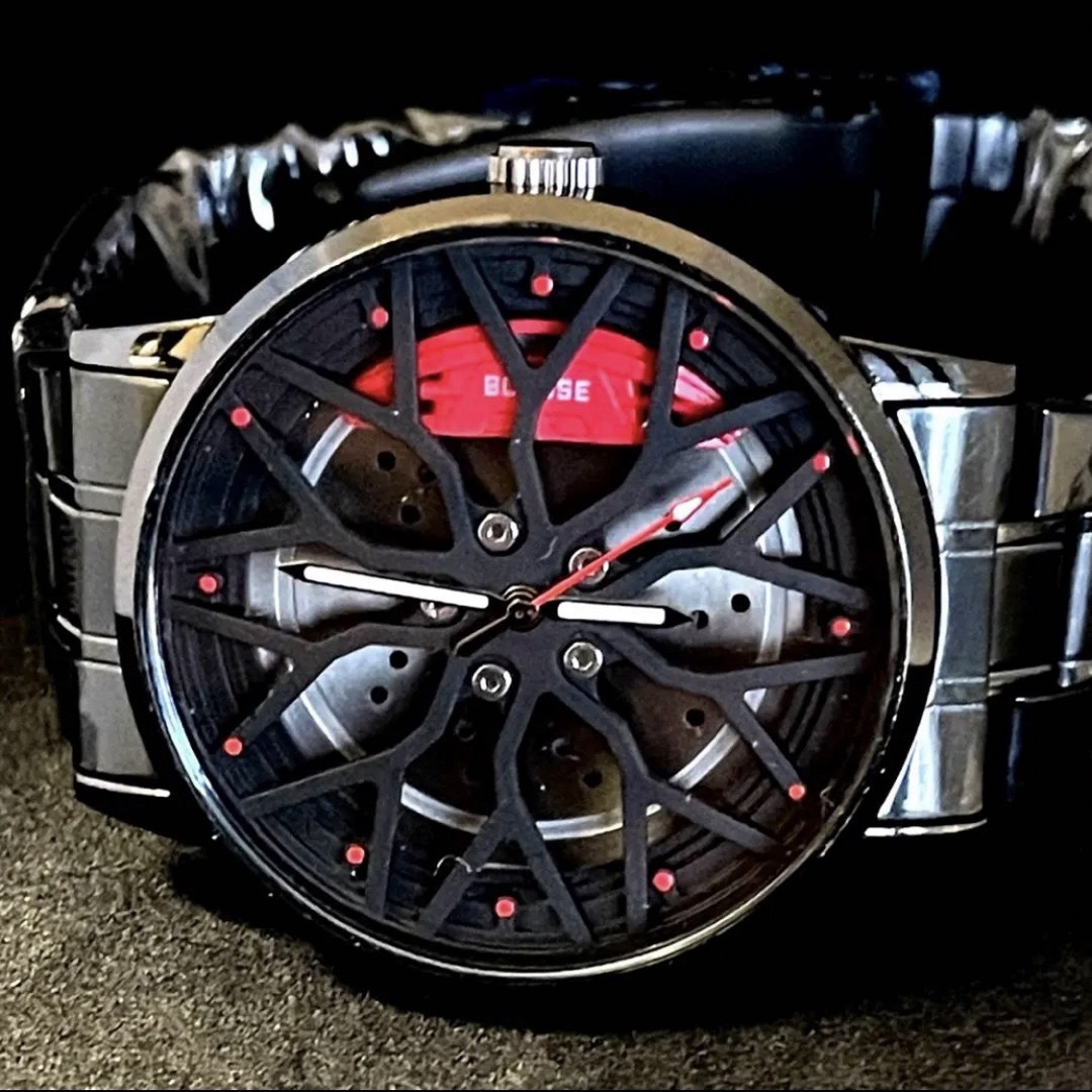 新品 BORUSE ホイールオマージュウォッチ レッドキャリパー メンズ腕時計 メンズの時計(腕時計(アナログ))の商品写真