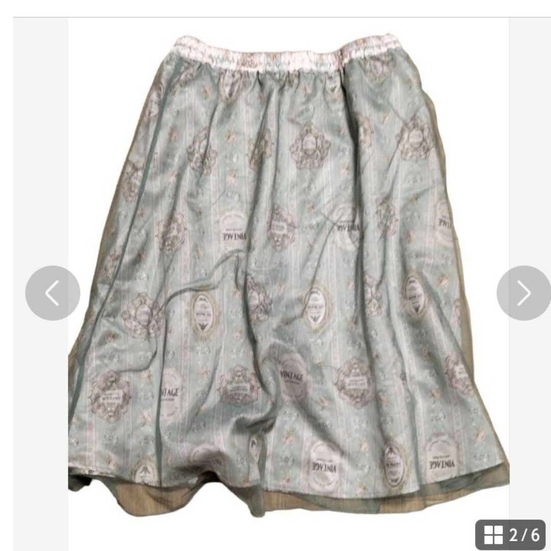 axes femme(アクシーズファム)のアクシーズファム　アンティーク調ラベル柄スカート レディースのスカート(ひざ丈スカート)の商品写真