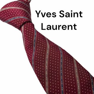 イヴサンローラン(Yves Saint Laurent)の708美品　Yves Saint Laurent ネクタイ　ストライプ　ドット(ネクタイ)